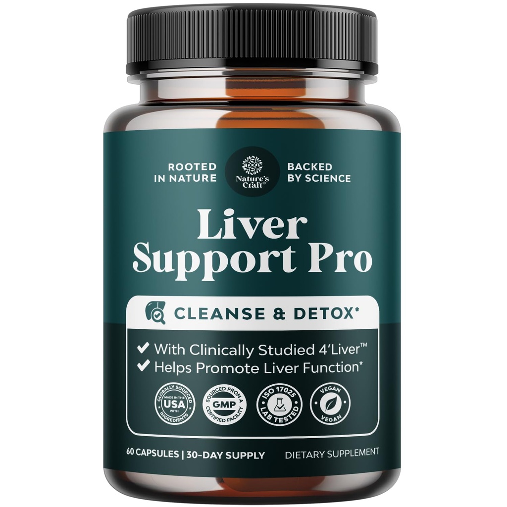 Pro Liver Support Supplement - 2X 우유보다 더 효과적인 - 임상 테스트 4 'Liver Cleanse Detox & Repair Support - 60 Count (Pack of 1)