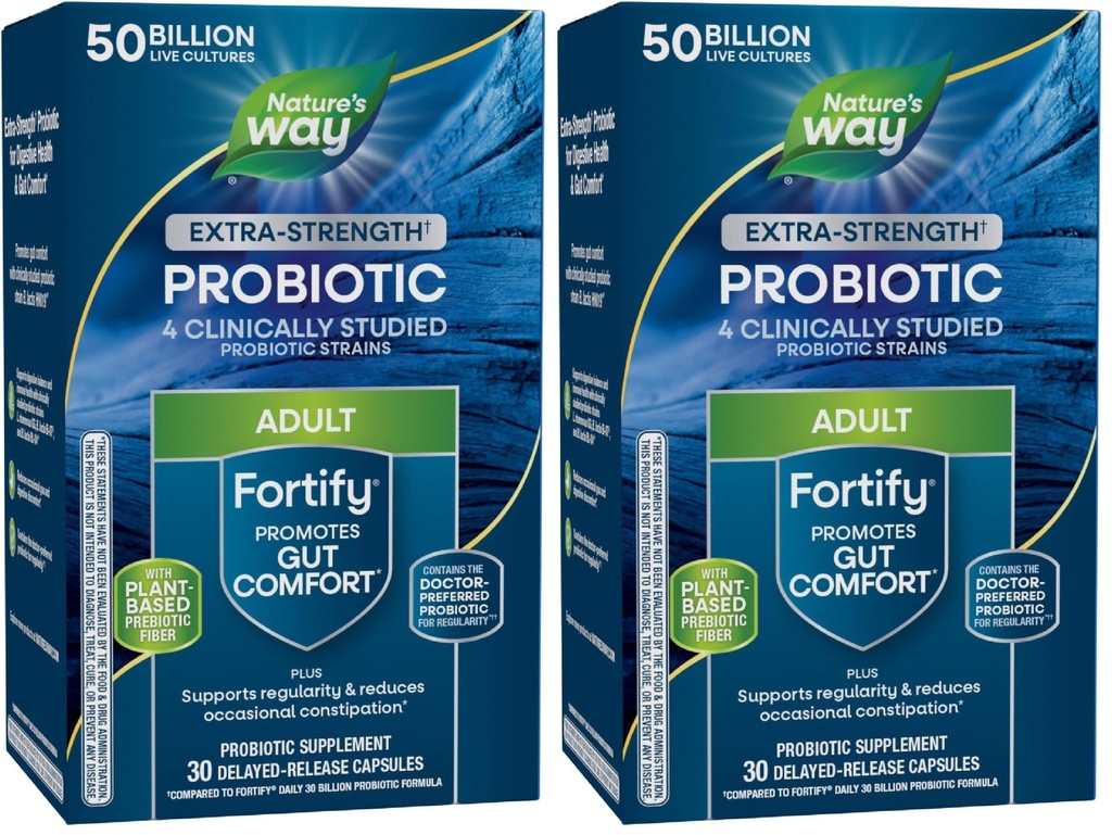 자연의 방법 여분 힘 (1) Fortify Probiotic, 소화 건강, Prebiotics, 50 억 라이브 문화, 소화 및 면역 건강 지원 *, 30 캡슐, (2의 팩)