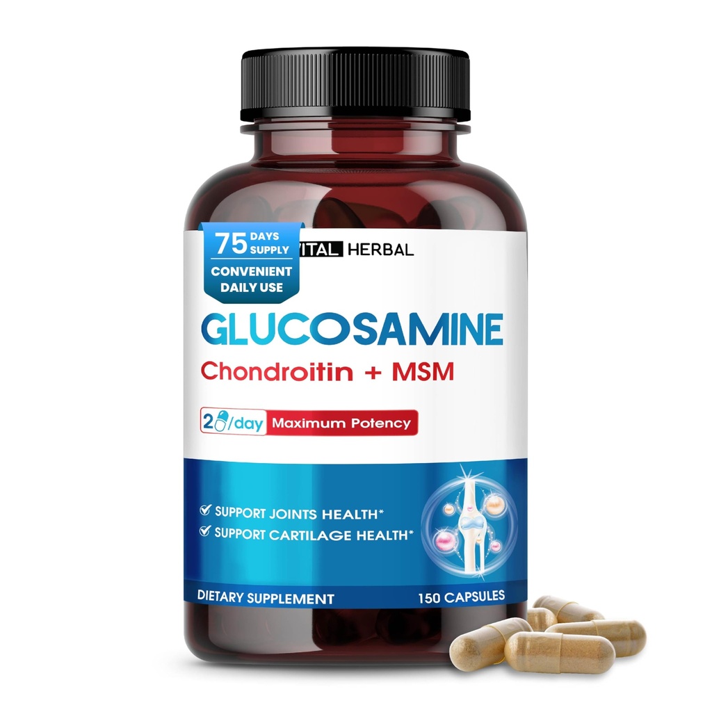 VITAL HERBAL Liposomal Glucosamine Chondroitin, MSM- 최대 힘 지원 합동, Cartilage- 미국에서 만드는
