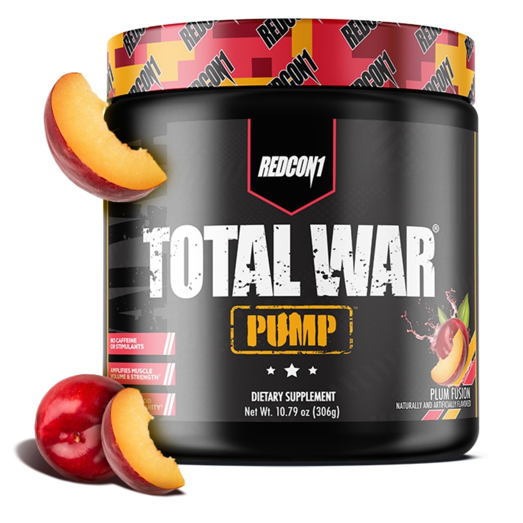 REDCON1 Non Stim & Caffeine Free Pre Workout Powder for Women & Men - Total War Pump - L-Citrulline, Beta Alanine 및 More - Day - Plum Fusion (10.79 oz)에서 운동