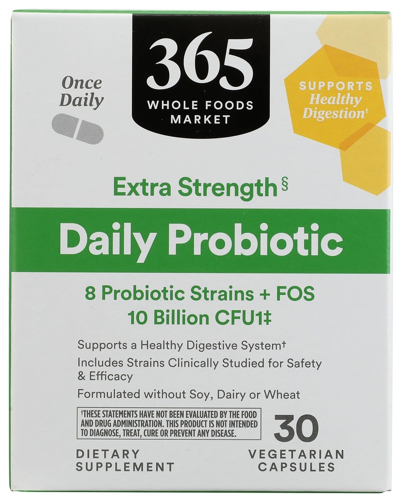 365 전체 식품 시장, 추가 강도 매일 Probiotic 10 억 CFU, 30 ct