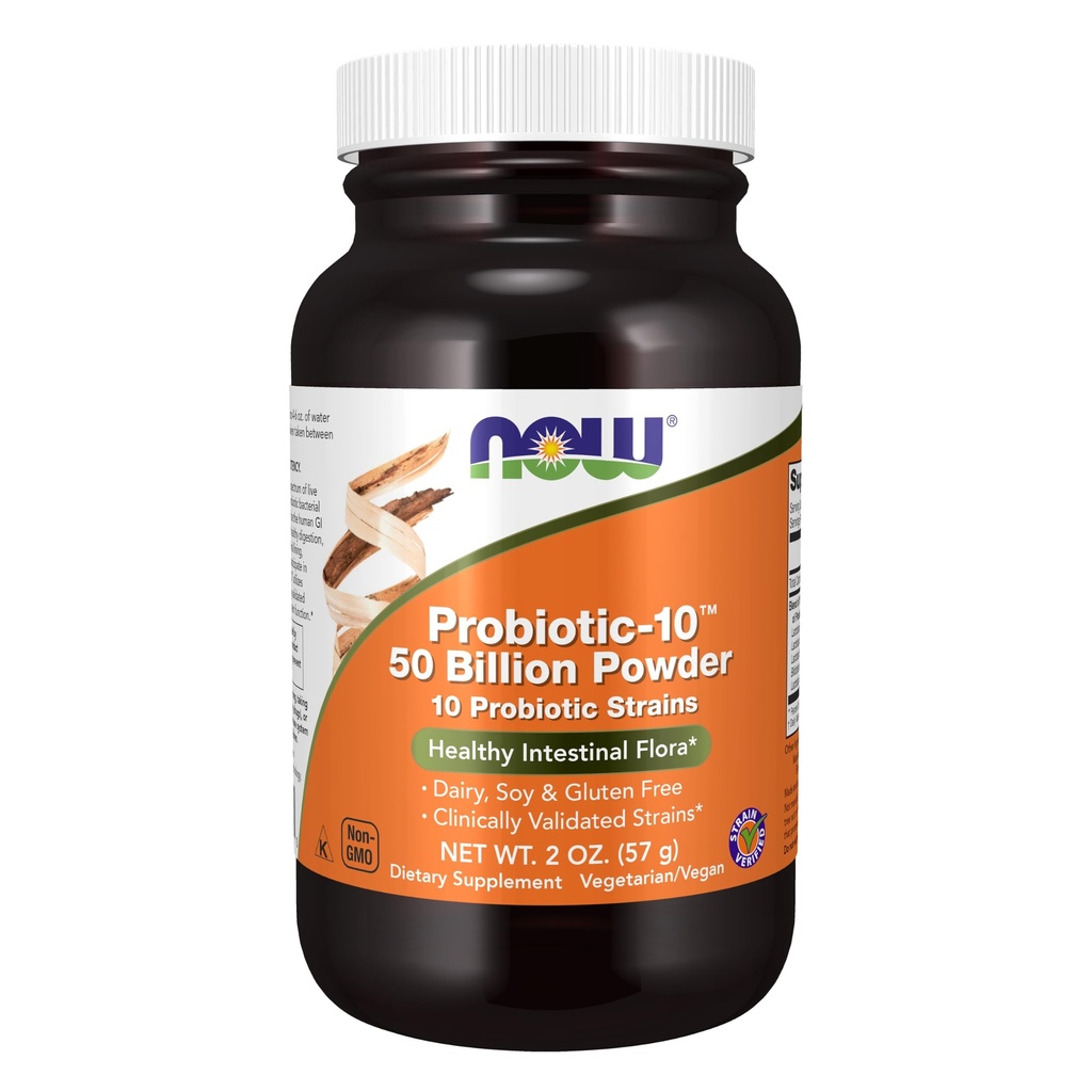 지금 보충 교재, Probiotic-10TM 분말, 10 Probiotic Strains, Strain Verified, 2-Ounce와 함께 50 억