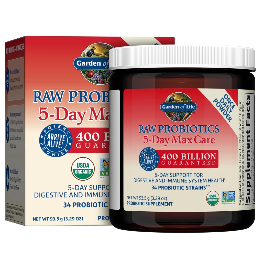생활의 정원 익지않는 Probiotics 5-Day 최대 배려 - 400 Billion CFU - 소화 & 면역 지원을 위한 Probiotic 분말 - 바나나, 5 서빙