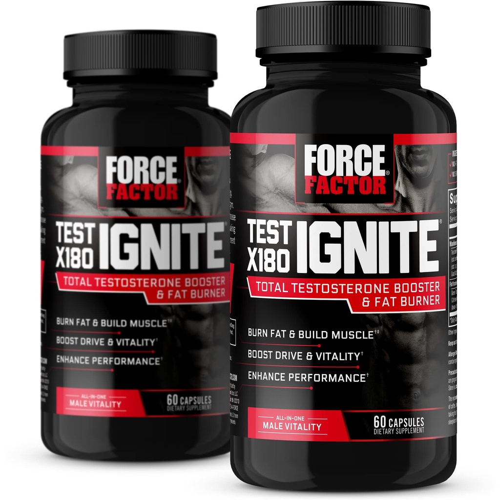 동력 인자 시험 X180 Ignite, 남성을 위한 테스토스테론 승압기 & 뚱뚱한 가열기, 지방을 점화하는 테스토스테론 보충교재, 근육을, 증가 에너지 및 부스트 활력 및 성과, 60의 조사 (2의 포장)