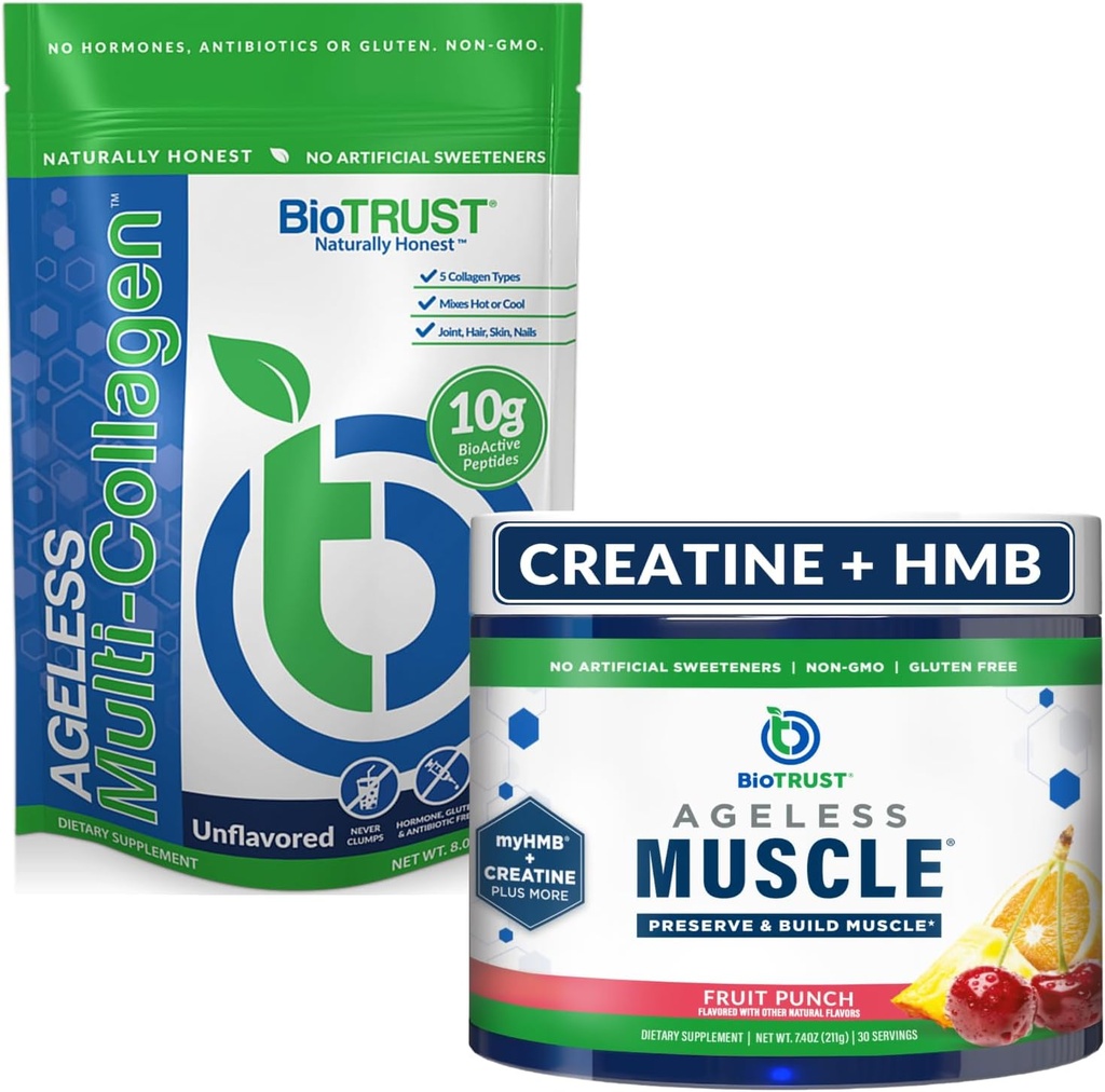 BioTrust Ageless Muscle (Fruit Punch) 및 멀티 콜라겐 (Unflavored) 번들