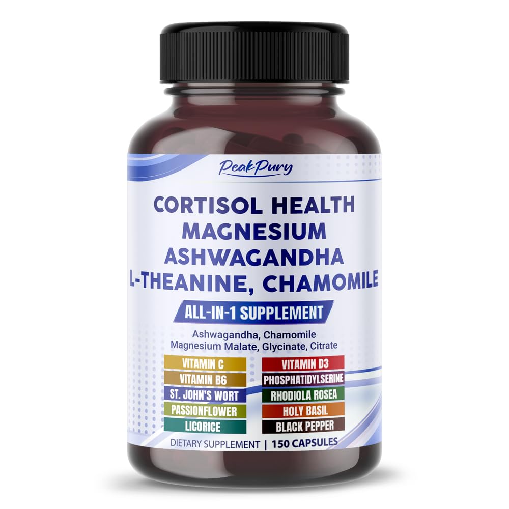 CORTISOL 건강 Ashwagandha 마그네슘 Chamomile L-Theanine - 미국에서 만드는