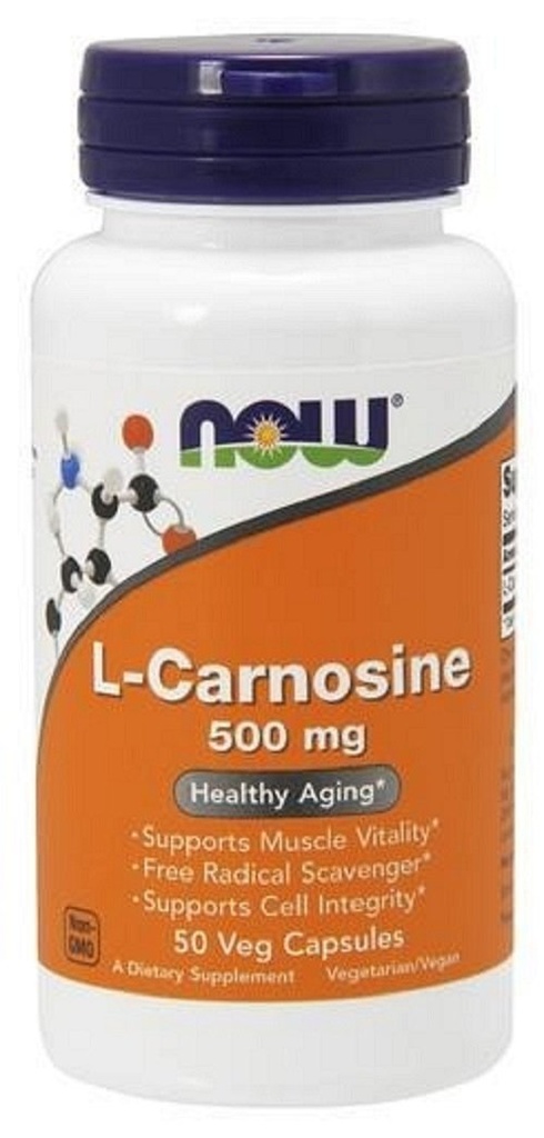지금 식품 보충제, L-Carnosine (Beta-Alanyl-L-Histidine) 500 mg, 건강한 노화, 50 Veg 캡슐