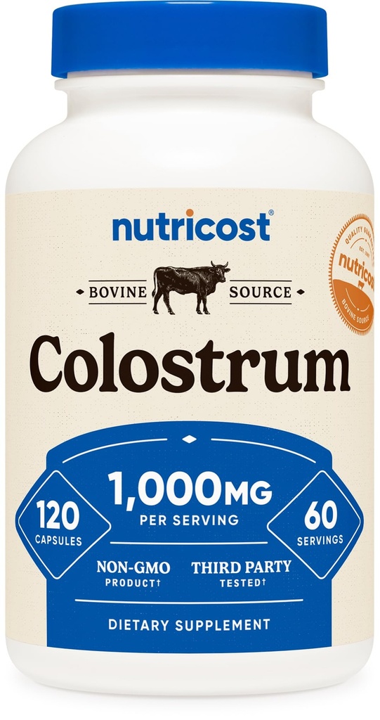 Nutricost Colostrum 1,000mg, 120 캡슐 - 글루텐 무료 및 비 GMO, 60 서빙