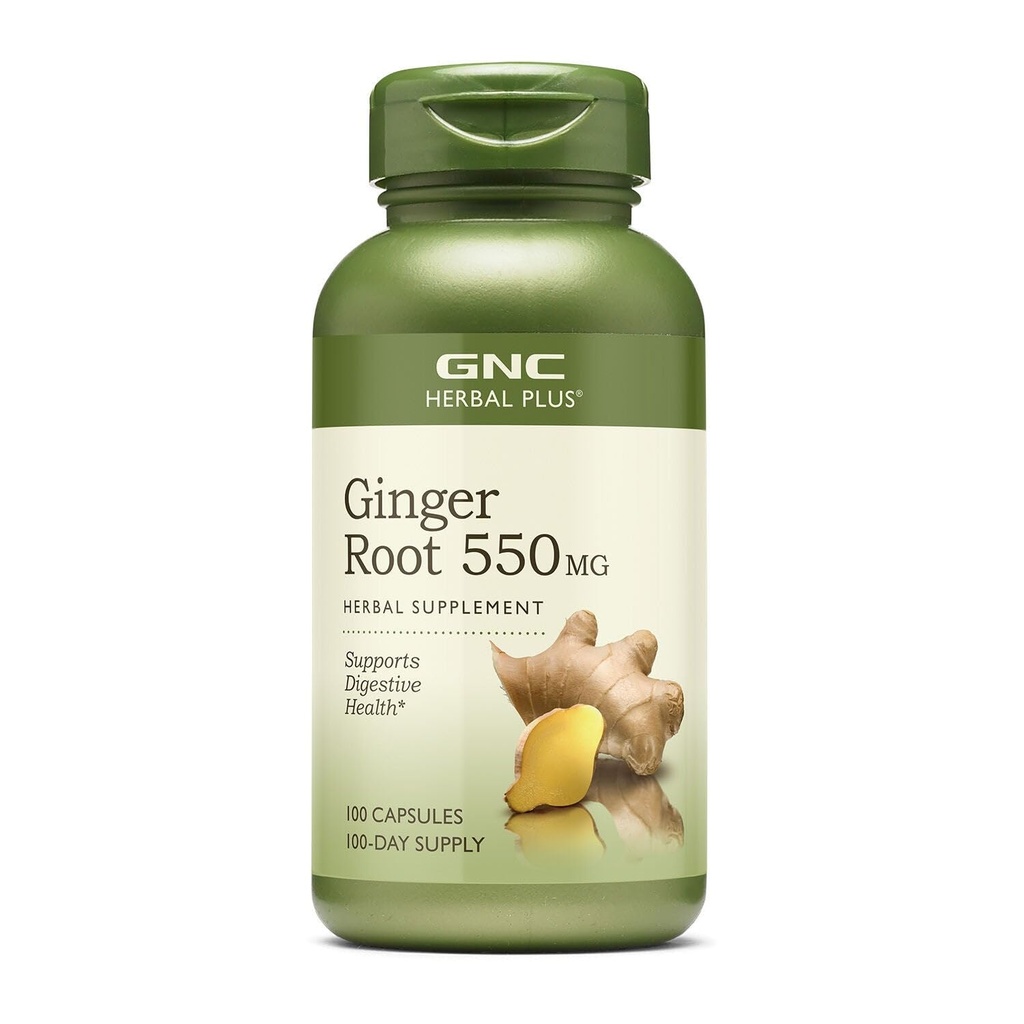 GNC 초본 플러스 생강 뿌리 550mg 보충교재, 지원 소화 건강, 100개의 서빙