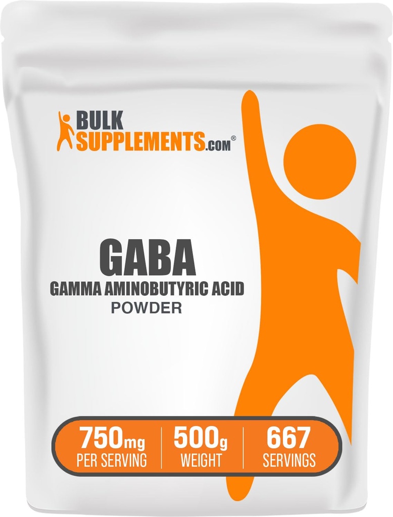 BulkSupplements.com GABA 분말 - 감마 Aminobutyric 산, GABA 보충교재, 아미노산 보충교재 - 글루텐 무료, 봉사 당 750mg, 500g (1.1 lbs) (1의 포장)