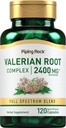 Piping Rock Valerian Root Capsules 2400 mg | 120 개 | 추출물 보충 | 초본 혼합 | Non-GMO, 글루텐 무료
