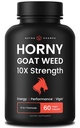 NutraChamps Horny Goat Weed, 1000mg Epimedium 에너지 보충, 10X 힘 Icariin, Ginseng, Tribulus & 여성 & 남자를 위한 마카 알약, 까만 고추를 가진 강화된 흡수, 60 Vegan 캡슐