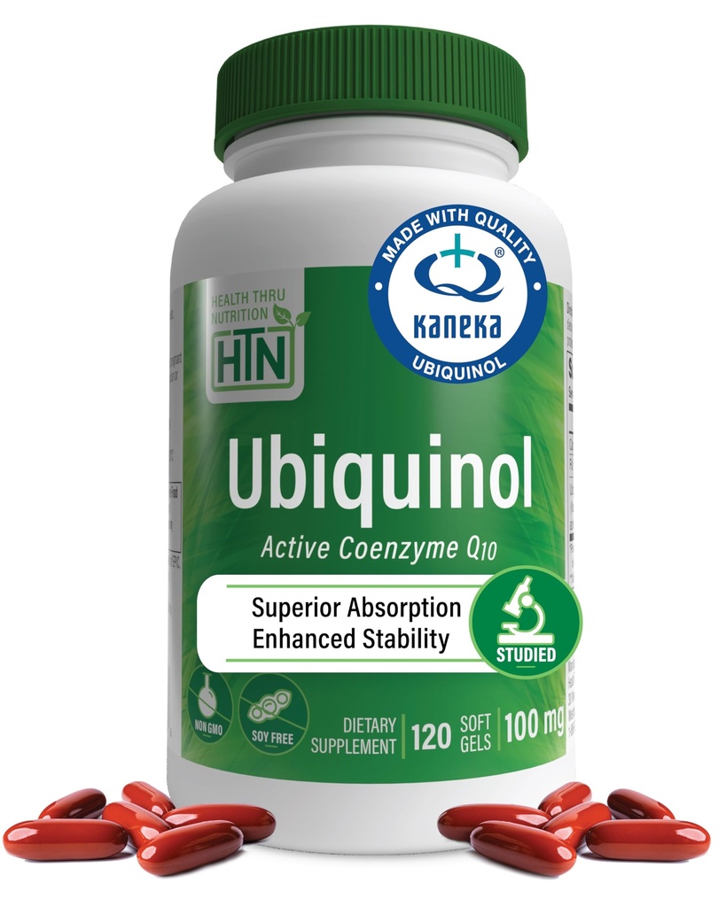 Ubiquinol 100mg 120 Softgel as Kaneka QH Reduced CoQ-10 | 안정제 - 3rd Party Tested | 향상된 생체 이용성 | 심혈관 및 미토콘드리아 기능 지원 | 건강에 의한 비 GMO 영양