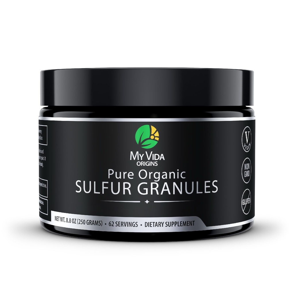 My Vida Origins Pure Organic Sulfur | 99 % 순수 MSM 과립 지원 피부, 헤어, & 관절 | 비 GMO, 비건, 글루텐 무료 (62 서빙) 2 개월 공급