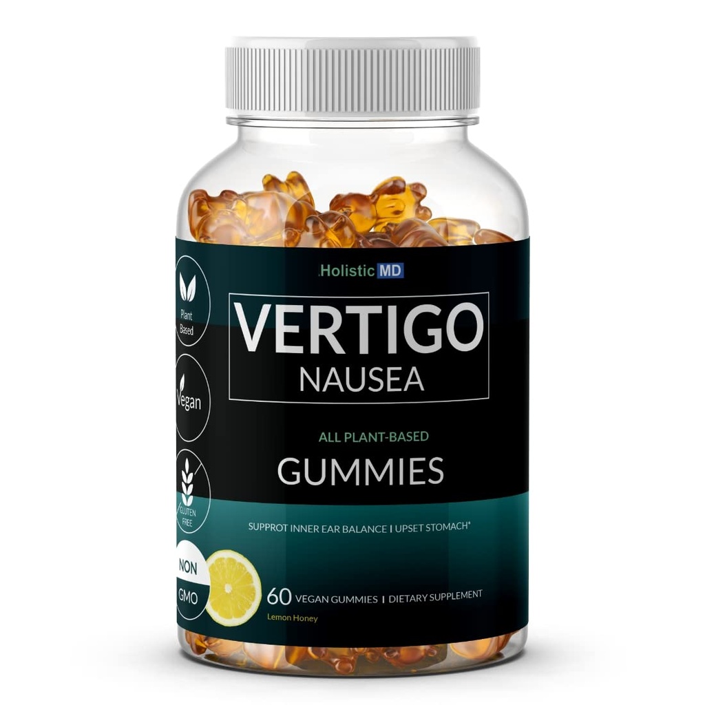 Vertigo Relief 제품은 임상적으로 Kudzu Gingko Astragalus Ginger Black Cohosh & Peony Flower를 공부했습니다 | Nausea Vertigo Dizziness Relief | | 식물 기반 공식 비 GMO | 레몬 맛 60 구미