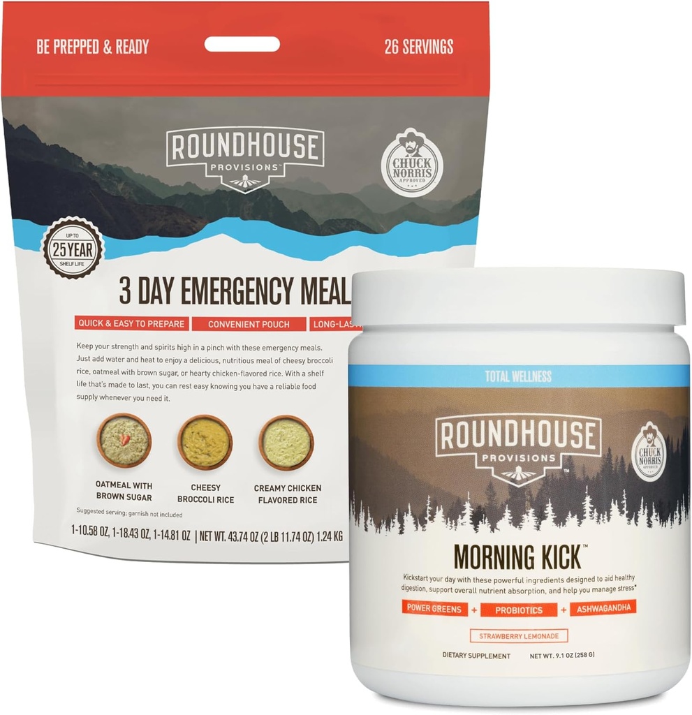 ROUNDHOUSE PROVISION 아침 킥과 3 일 긴급 식사 키트 번들