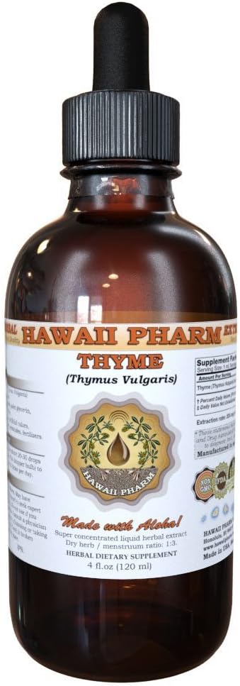 하와이 Pharm Thyme 액체 추출, 유기 Thyme (Thymus Vulgaris) Tincture, 초본 보충, 미국에서 만든, 2 fl.oz