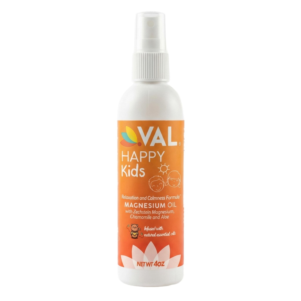 VAL Kids Magnesium Oil Spray – 자연적인 Bedtime Calm & Mood 서포트 | Zechstein Magnesium, Chamomile & Aloe | No Itch | 패스너빙 | 미국 제작 | 4oz