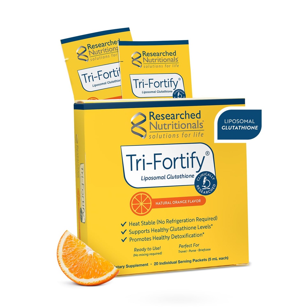 연구된 영양 Liposomal 글루타티온 (450mg) 액체 젤 + 비타민 C - Tri-Fortify - Aid 자연적인 에너지, 면역 지원 & 해독 - 흡수를 위해 임상적으로 연구해, 오렌지 (20의 소포)