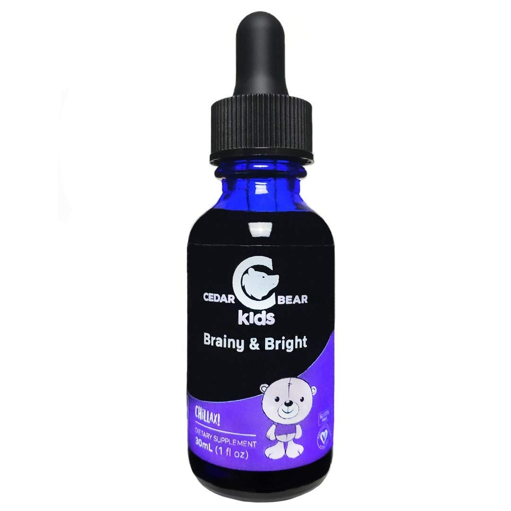 Cedar Bear Brainy & Bright for Kids - Calm 및 정신 집중력 1 FL Oz 지원