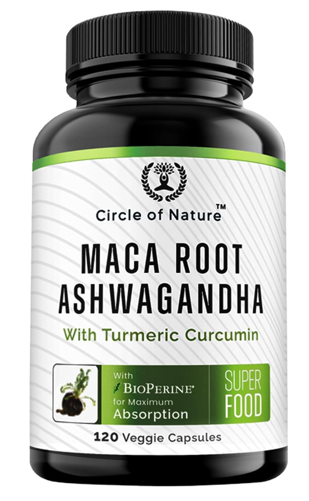 Maca 뿌리, Ashwagandha 뿌리 추출물, 남성을위한 캡슐 & 여성 Turmeric Curcumin 및 Bioperine 120 캡슐 미국에서 만든
