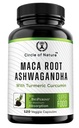 Maca 뿌리, Ashwagandha 뿌리 추출물, 남성을위한 캡슐 & 여성 Turmeric Curcumin 및 Bioperine 120 캡슐 미국에서 만든
