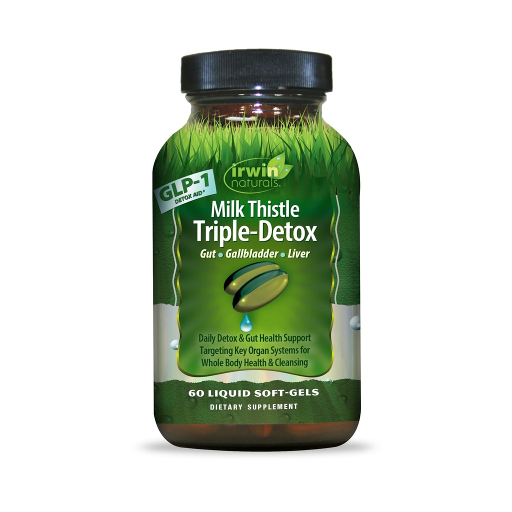Irwin Naturals Milk Thistle Triple-Detox - 고급 Liver & Detox 지원, 60 액체 Softgels