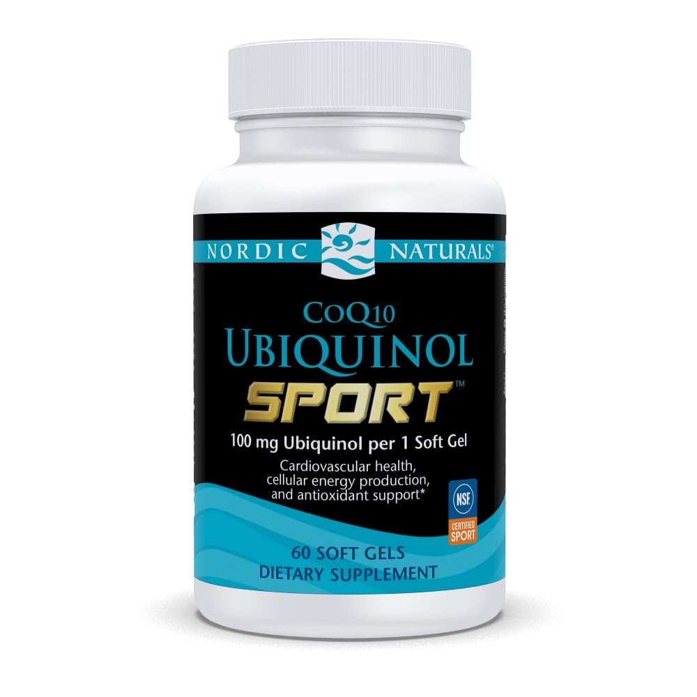 Nordic Naturals Nordic CoQ10 Ubiquinol Sport - 60 미니 소프트 젤 - 100 mg Ubiquinol - 심장 건강, 물리적 성능, 세포 에너지 생산 - Non-GMO - 60 서빙