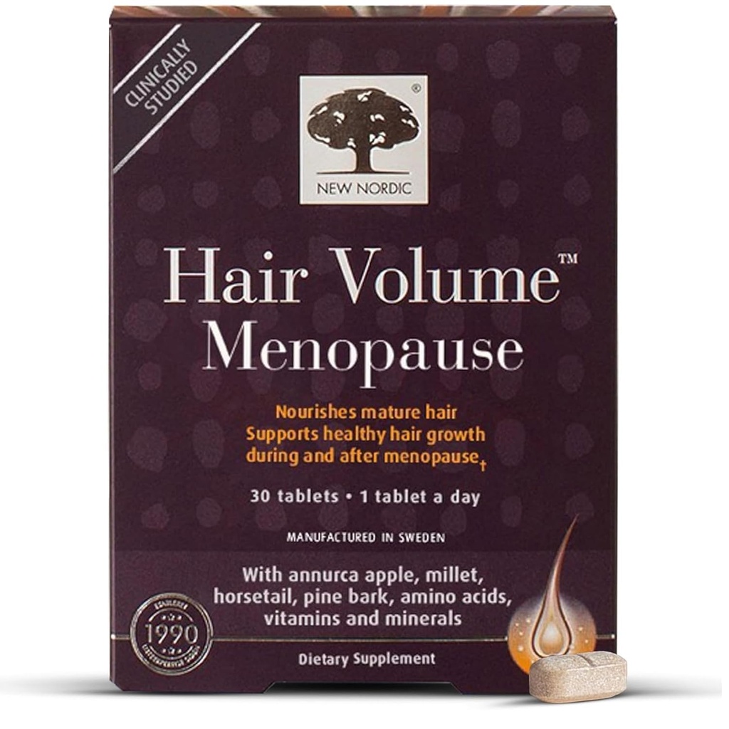 새로운 북유럽 헤어 볼륨 망고, 건강한 모발 성장을 지원 하 고 Menopause, 소나무 껍질 및 Annurca 애플 추출, 30 정제 후
