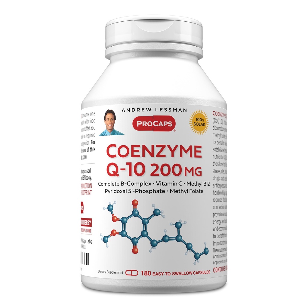 ANDREW LESSMAN Coenzyme Q-10 200 mg 180 캡슐 - 에너지 생산 및 최적 키 조직 기능, 안티 - 산화 지원, 노화 방지, B-Complex. 삼키기 캡슐에 쉬운