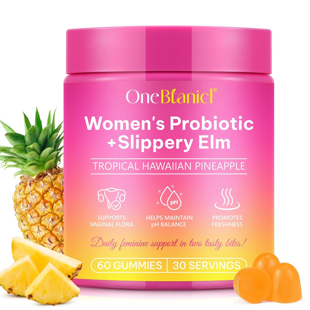 Feminine Probiotics Gummies, 질 여자 Probiotic, 건강한 냄새를 위한 Feminine 균형 PH Gummies, Immune, Slippery Elm (60의 Gummies)와 더불어 질 건강, 지원