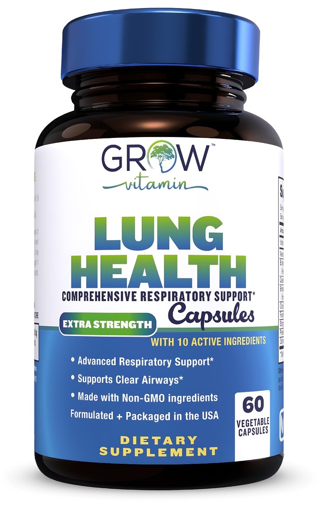 비타민 Lung 건강, 호흡 지원 보충교재, Lung 건강 여분 힘 지원, 비타민 C를 가진 Lung Cleanse 공식은 기관 체계, 숨구멍 명확한 기도 - 60의 캡슐을 지원합니다