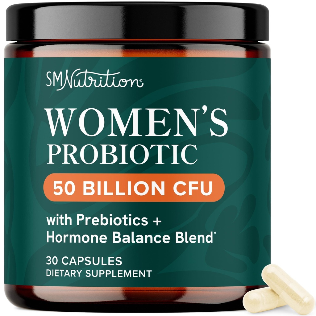 여성 프로바이오틱스 | 질, pH 밸런스 및 소화기능을 위한 50억 CFU | Prebiotics & Hormone Balance Blend를 이용한 여성 프로바이오틱스 | 선반 안정 | Vegan, Gluten-Free | 30 Ct