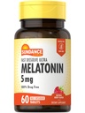 Sundance Melatonin 5mg 빠른 용해 정제 | 60 개 | 천연 베리 맛 | 채식주의, 비 GMO 및 글루텐 무료 보충