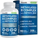 Methylfolate와 B12 Methylcobalamin 1000 mcg를 가진 메틸을 입힌 B 복합물 - 에너지, 뇌 기능 및 웰빙을 위한 메틸을 입힌 Multivitamin - 남자 & 여자 (90의 서빙)를 위한 비타민 B 복합물 (1의 포장)