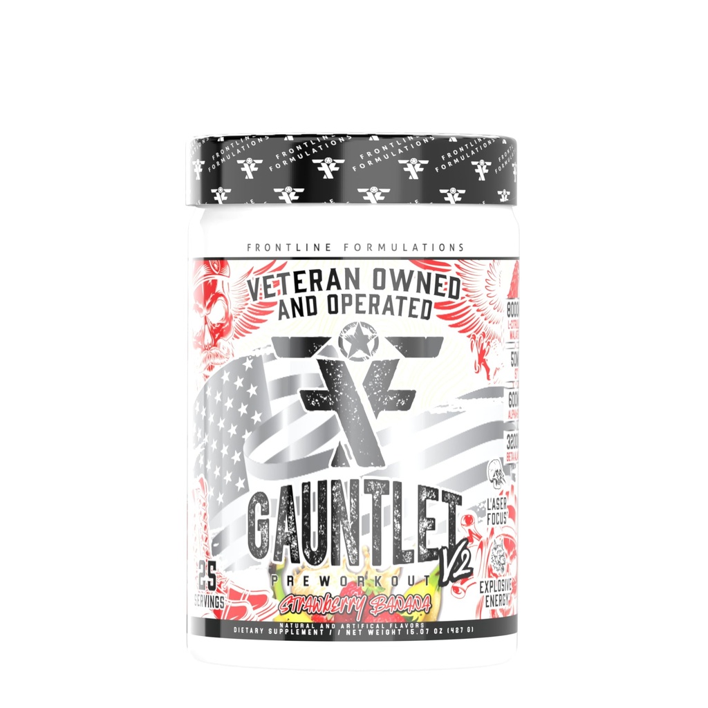Gauntlet Pre-Workout Powder, 폭발 운동, 레이저 초점, 중간 자극, 놀라운 맛, 베테랑 소유 및 운영, 포장 할 수있다 배 (25 봉사, 딸기 바나나)