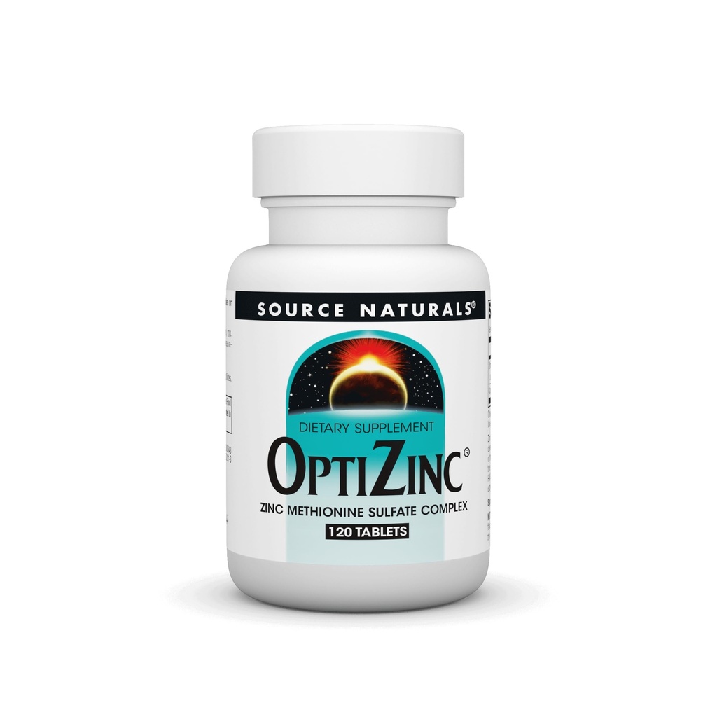 Source Naturals OptiZinc 아연 Methionine 황산염 복합체 및 규정식 보충교재 * - 120 정제