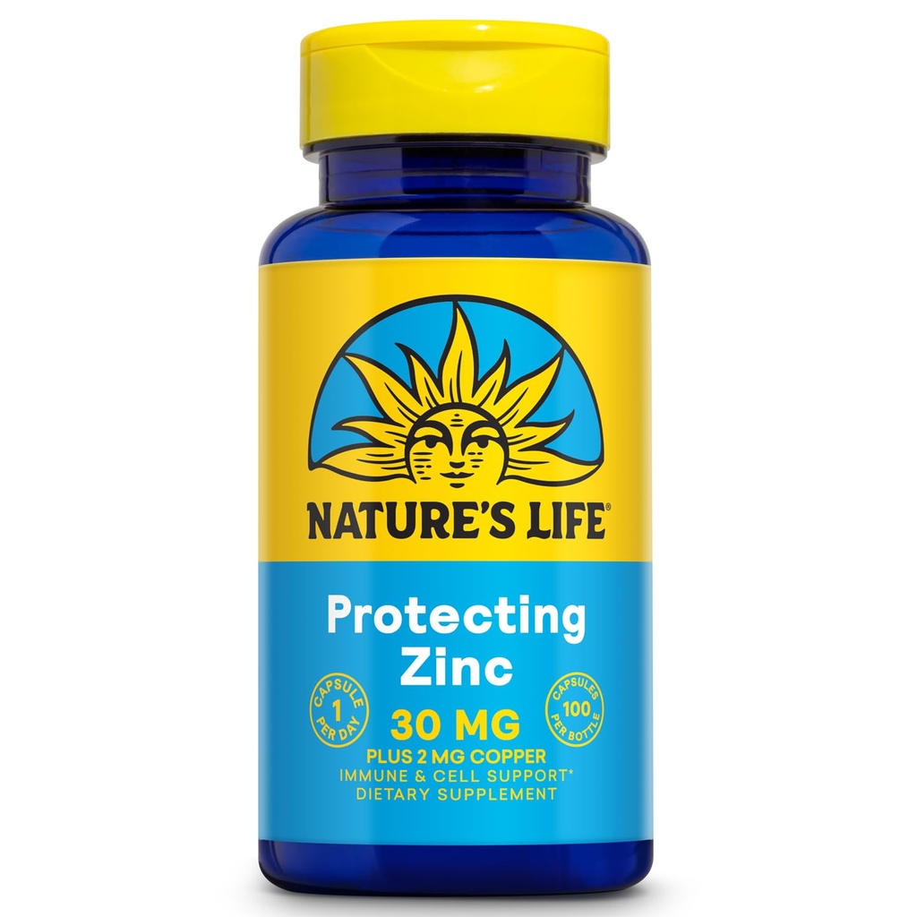 자연의 생활 아연 Picolinate 구리의 2mg 플러스 30mg - Immune, 심장 혈관, 피부, 세포 기능 및 근육 지원을위한 킬레이트 아연 보충 - 60 일 보증 - 100 서빙, 100 캡슐