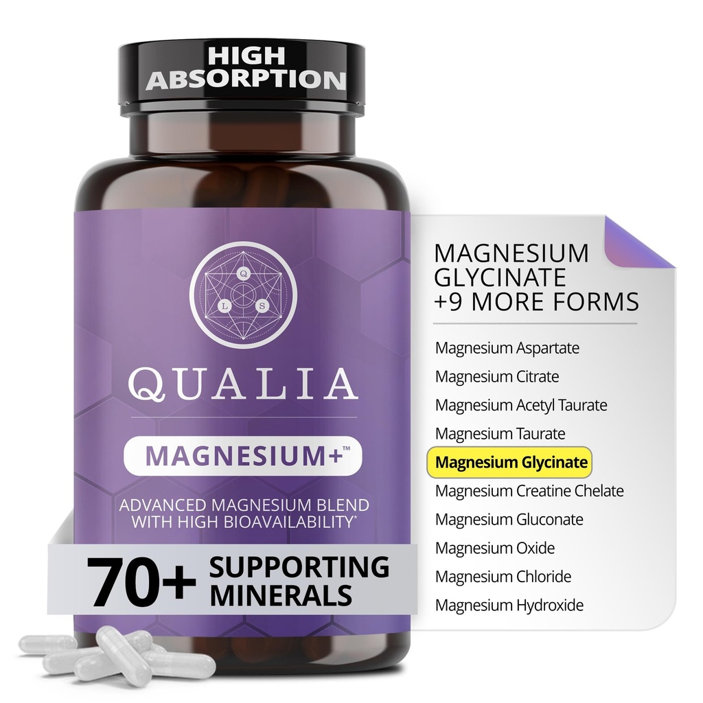 퀄리티 Magnesium+ | 의사결정 프리미엄 포뮬러 | 높은 생체 이용 가능 | 마그네슘 10종 & 70종 | 편안한 무드, 편안한 수면, 운동 회복