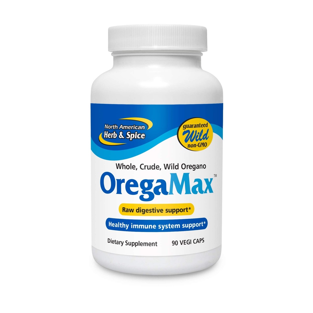 NORTH AMERICAN HERB & SPICE OregaMax - 90 캡슐 - 야생 Oregano 보충 - 소화 및 면역 지원 - Oregano 기름, 마늘, 양파 - 90 총 봉사