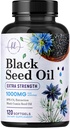 Black Seed Oil Softgels 1000mg - 프리미엄 Nigella Sativa Blackseed, 순수 천연 블랙 Cumin Seed Oil & Antioxidant for Skin & Immune Support - 미국 보충 - 120 Softgels