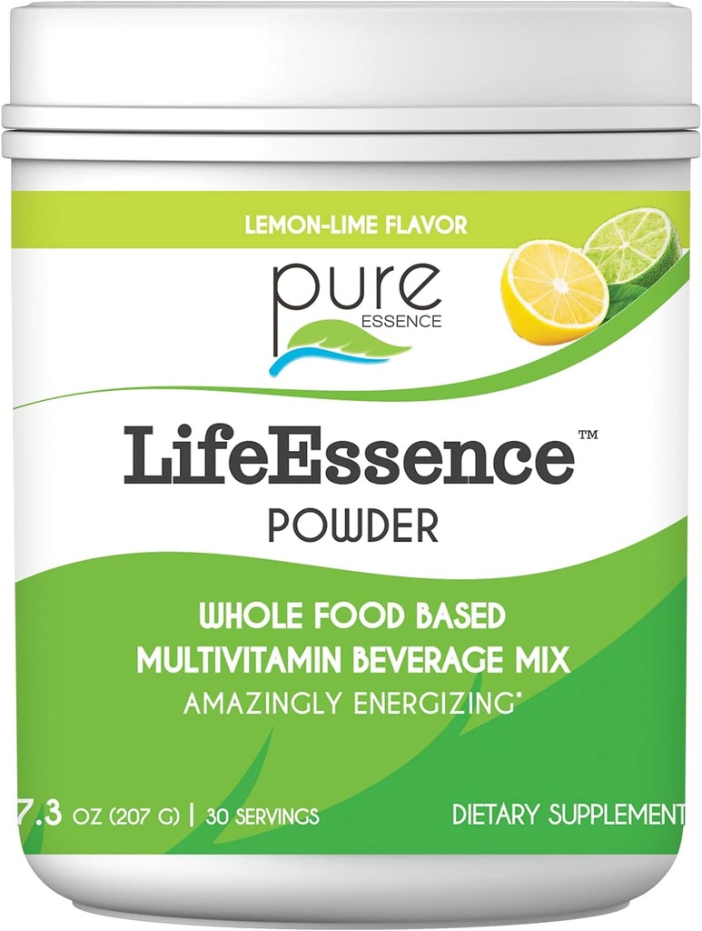 Pure Essence Labs LifeEssence Multivitamin Powder for Men and Women, 비타민 D3, B12 및 Biotin, 전체 식품 기반 분말 혼합, 7.3 온스