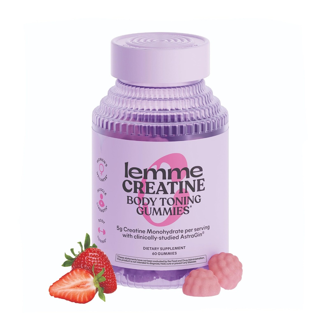여성과 남성을 위한 Lemme Creatine Monohydrate Gummies, Lean 근육, 힘, 회복, Cognitive 건강, 흡수를 위한 w/Ginseng, Sour Strawberry, 증명되는 NSF, 60 Gummies를 위한 5g 복용량