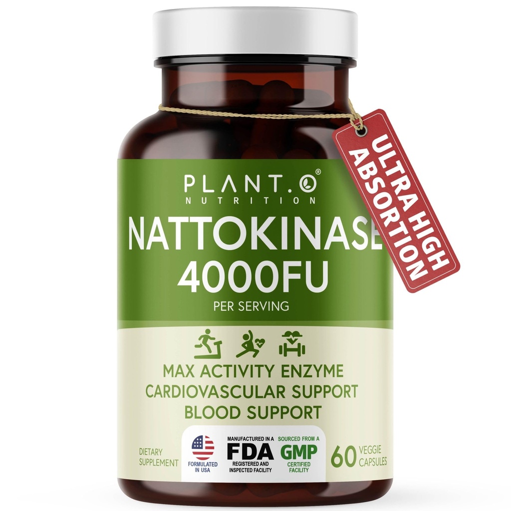 Nattokinase Supplement with Max Enzyme Support - 4,000 FU Per 서빙 - 심장 건강 지원을위한 프리미엄 Nattokinase 공식 - 60 캡슐 - 미국에서 만든
