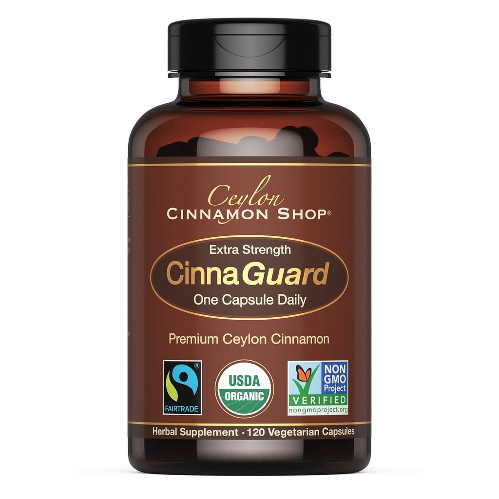 Ceylon Cinnamon Shop CinnaGuardTM 유기 Ceylon Cinnamon 보충 캡슐 당 2500mg | 추가 강도 | 4 개월 공급 | 120 개 - 비 GMO 및 글루텐 자유로운 산화 방지제