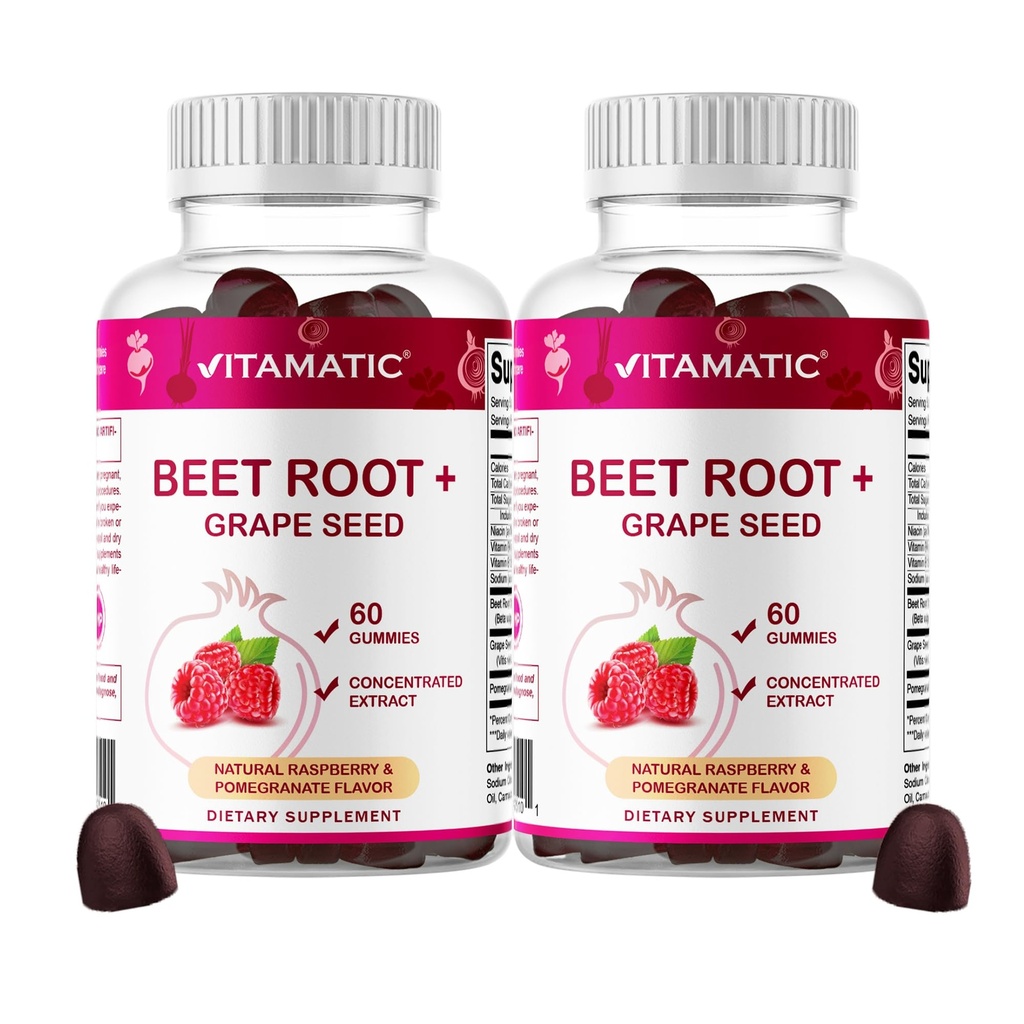 비공식 베트 루트 구미 - 3000mg Equivalent per 서빙 - 60 구미 - 만든 비타민 B6, B12, 포도 씨앗, 석류 및 니코틴 아미드 (팩 2)