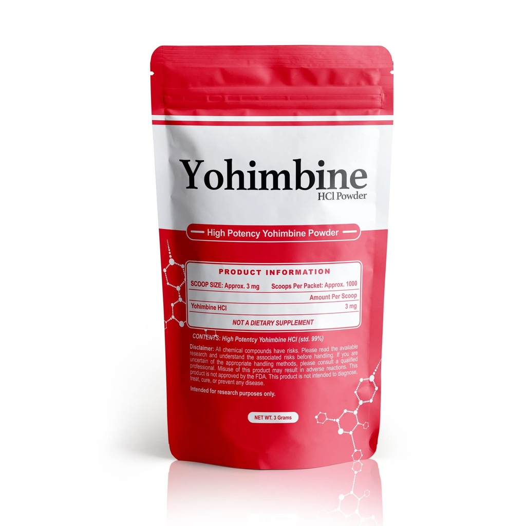 BulkStimulants Yohimbine HCl 분말 | 스쿠 퍼 당 3mg | 패킷 당 1000 스쿠 퍼 | 3 그램