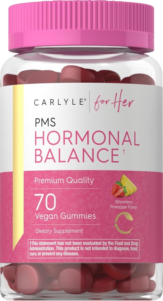 여성과 PMS 보충교재를 위한 Carlyle Hormonal 균형 | 70 Gummies | 비타민 복합재 | 철 | Vegan, Non-GMO, 글루텐 프리 |