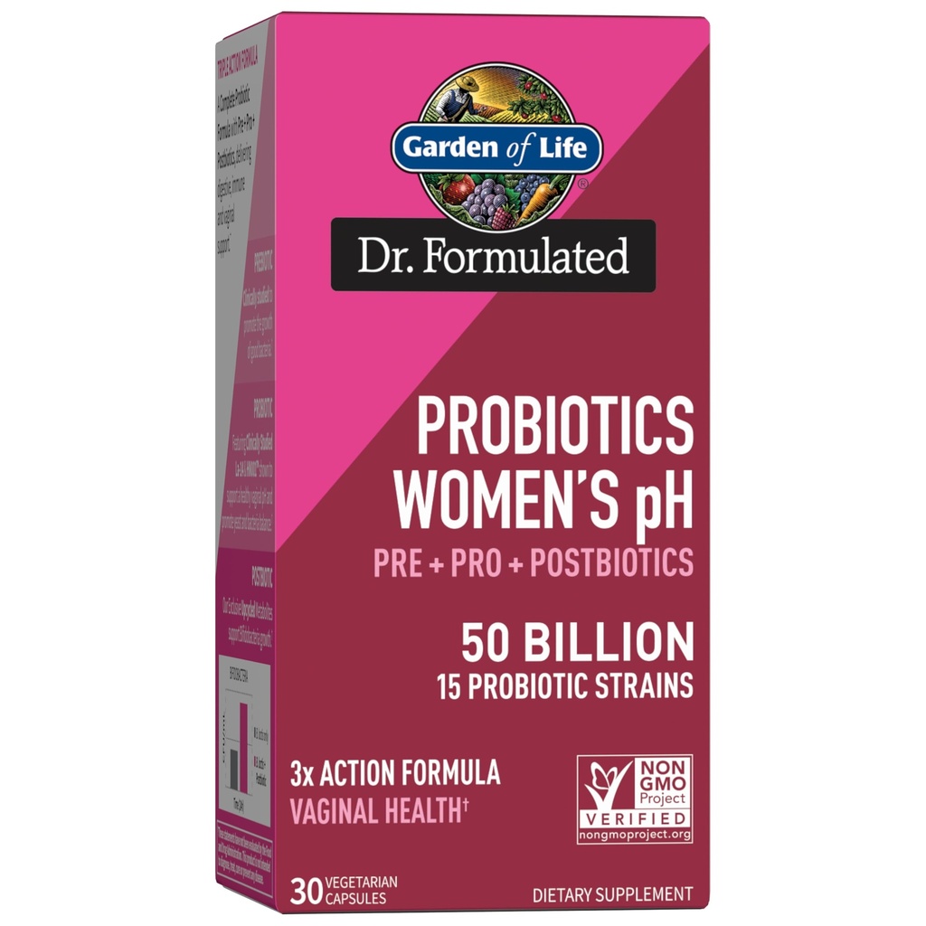 생명 박사의 정원 공식화 된 여성 pH Probiotics 50 억 CFU, 사전 + 프로 + Postbiotics - 소화, 면역 및 질 지원, 감자, 아카시아, Postbiotic Metabolites, 30 일 공급