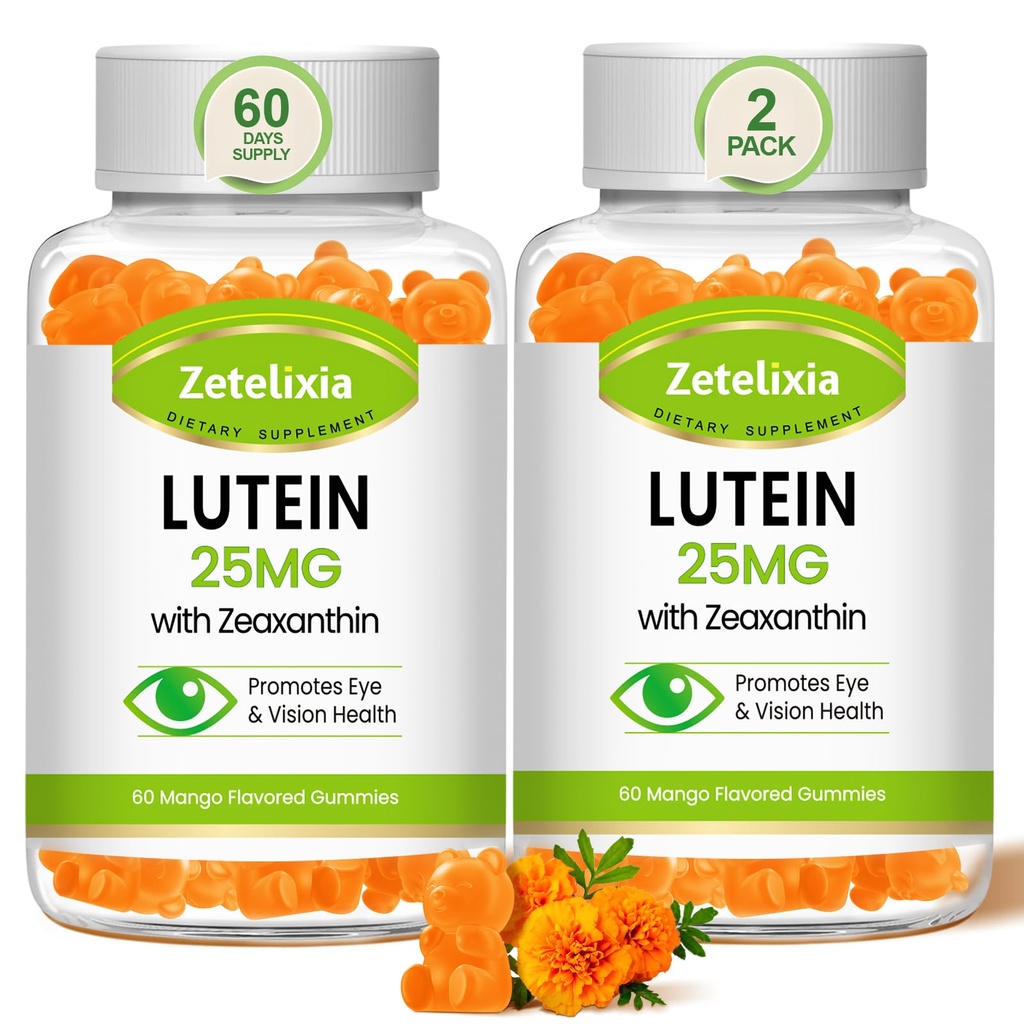 Lutein Gummies 25mg - 성인을 위한 눈 비타민 Lutein & Zeaxanthin 눈 건강 보충교재, 온난한 자유로운 눈 건강 Gummies 보충교재 - 지원 시각, 자석, 파란 빛 필터링 (120 조사)
